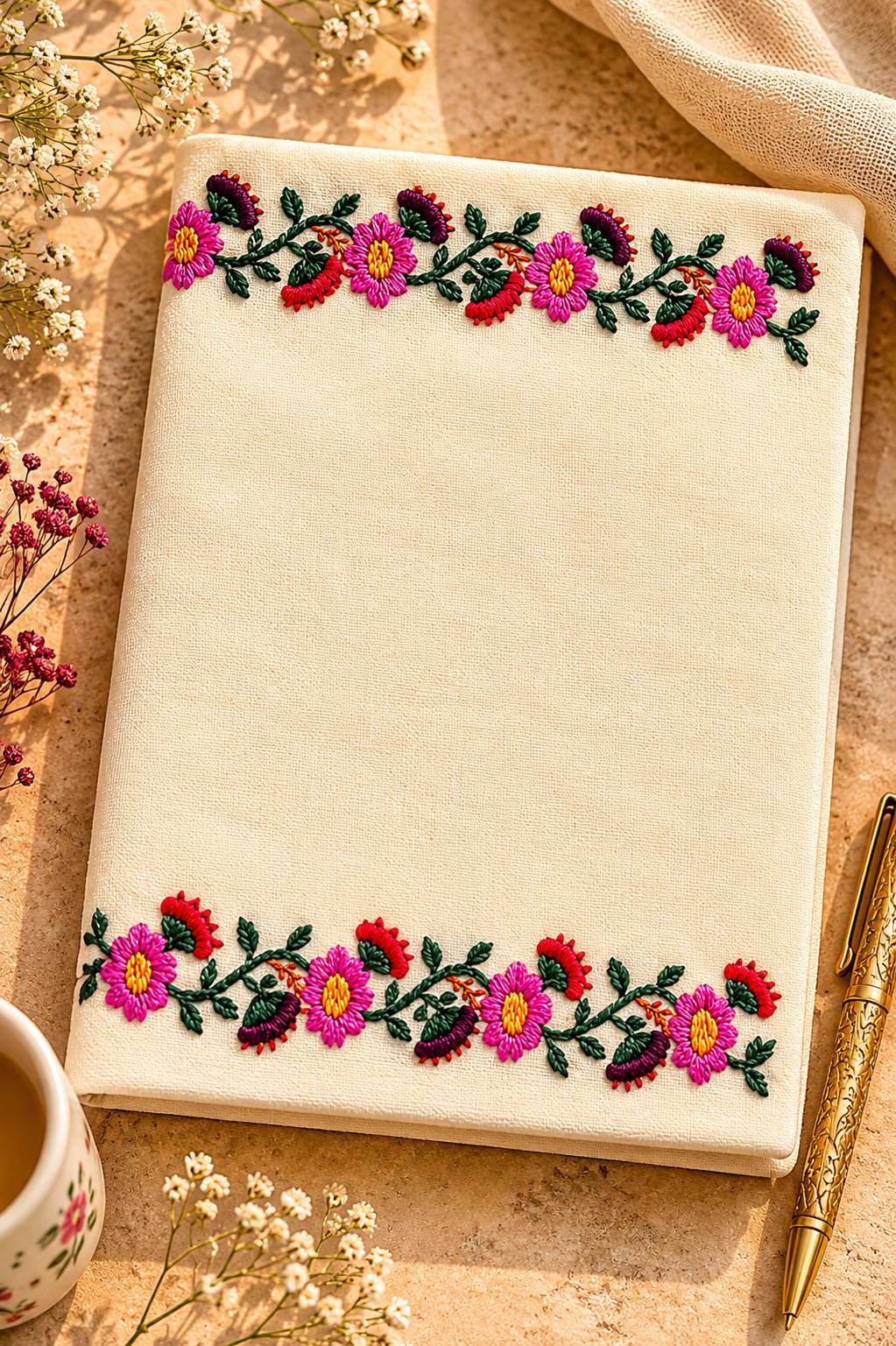 جلد دفترچه گلدوزی